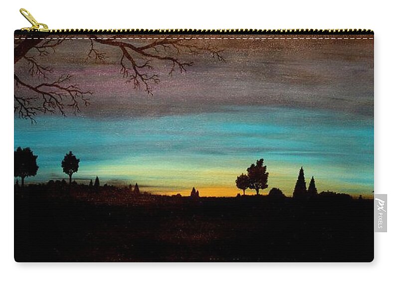 Sunset Zip Pouch featuring the painting Brock's Cabin by Todd Hoover