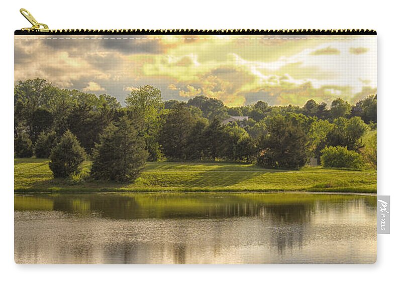 Landscape Zip Pouch featuring the photograph Broemmelsiek Park Lake by Bill and Linda Tiepelman