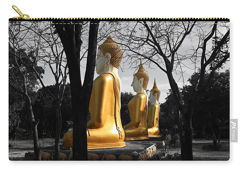 Buddha Zip Pouch featuring the photograph Buddha In The Jungle by Adrian Evans