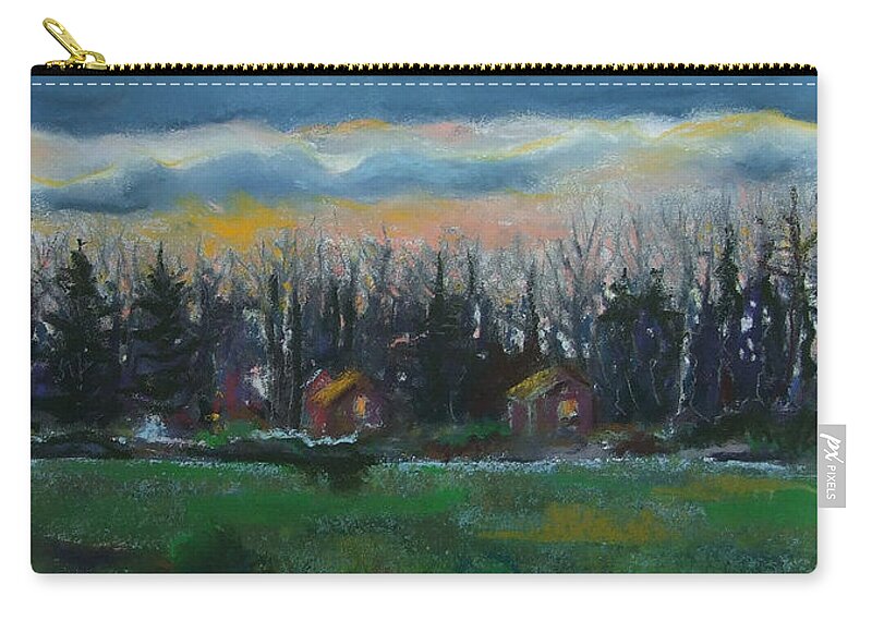 Sun Carry-all Pouch featuring the painting Cabanes dans les Bois by Marie-Claire Dole