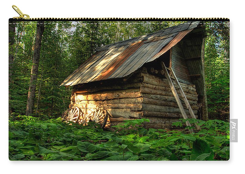 Bush Zip Pouch featuring the photograph Cabin in the Woods by Jakub Sisak