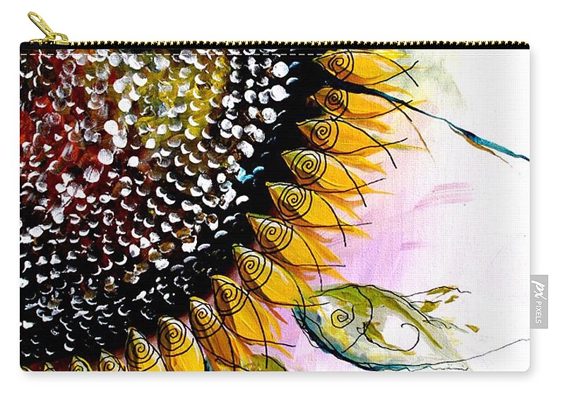 Sunflower Zip Pouch featuring the painting California Sunflower by J Vincent Scarpace