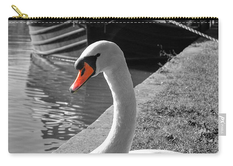  Yhun Suarez Zip Pouch featuring the photograph Canal Swan by Yhun Suarez