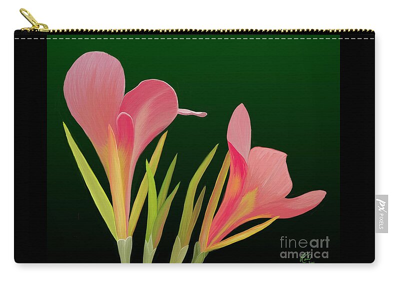 Flowers Zip Pouch featuring the painting Canna Lilly Whimsy by Rand Herron