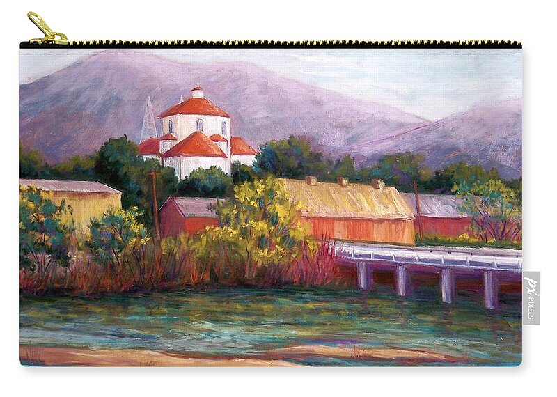 Canutillo Tx Zip Pouch featuring the pastel Canutillo and the River by Candy Mayer