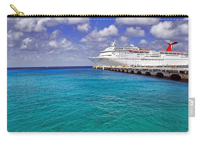 Cruise Zip Pouch featuring the photograph Carnival Elation Docked at Cozumel by Jason Politte
