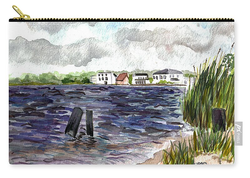 Cedar Creek Zip Pouch featuring the painting Cedar Beach by Clara Sue Beym