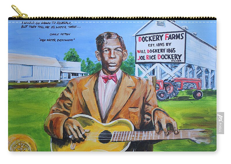 Charlie Patton Zip Pouch featuring the painting Charlie Patton by Karl Wagner
