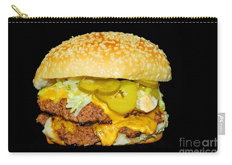 Food Zip Pouch featuring the photograph Cheeseburger by Cindy Manero