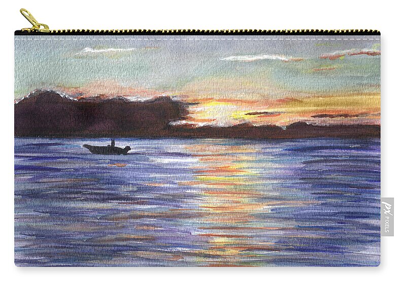 Sunset Zip Pouch featuring the painting Chesapeake Dusk Boat Ride by Clara Sue Beym