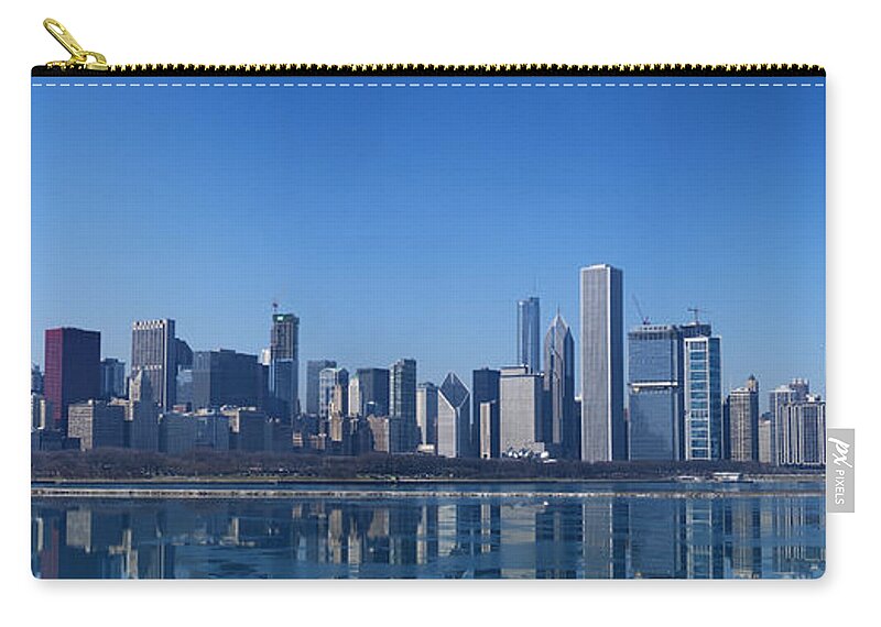 Chicago Panorama Zip Pouch featuring the photograph Chicago Panorama by Dejan Jovanovic