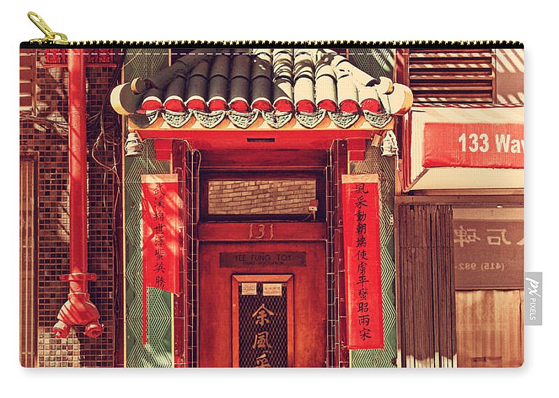 Retro Zip Pouch featuring the photograph Chinatown Door . 7D7406 by Wingsdomain Art and Photography