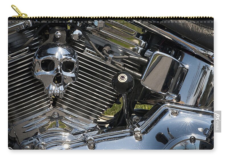 Motorcycle Zip Pouch featuring the photograph Chopper Skull by Paul W Faust - Impressions of Light