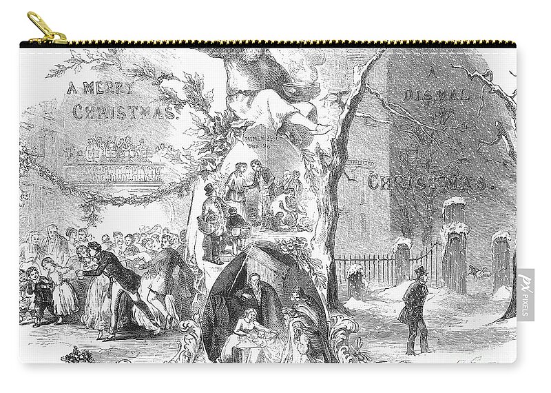 1852 Zip Pouch featuring the photograph Christmas Allegory, 1852 by Granger