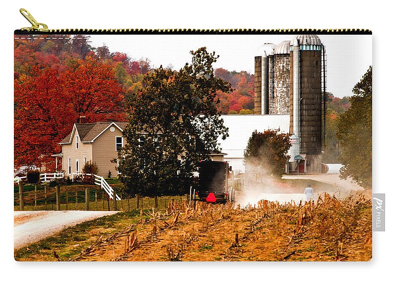 Amish Farm Zip Pouch featuring the photograph Church is over Heading home by Randall Branham