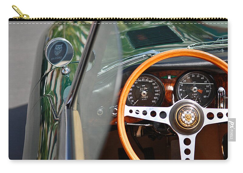 Jaguar Zip Pouch featuring the photograph Classic Green Jaguar Artwork by Shane Kelly