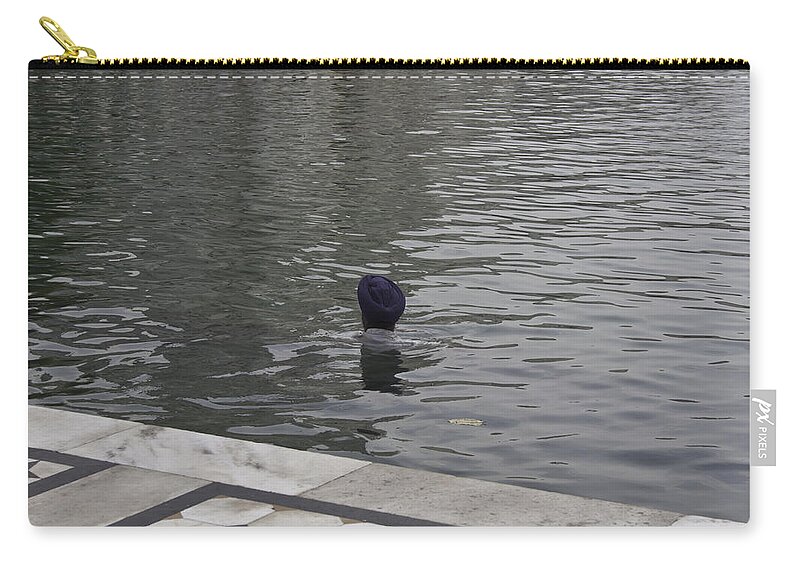Amritsar Zip Pouch featuring the photograph Cleaning the sarovar in the Golden Temple by Ashish Agarwal