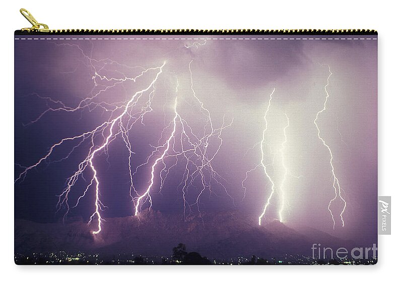 Storms Zip Pouch featuring the photograph Cloud to Ground Lightning by John A Ey III and Photo Researchers