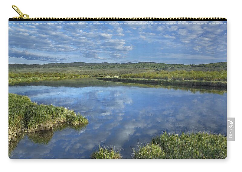 00176500 Zip Pouch featuring the photograph Clouds Reflected In The Green River by Tim Fitzharris