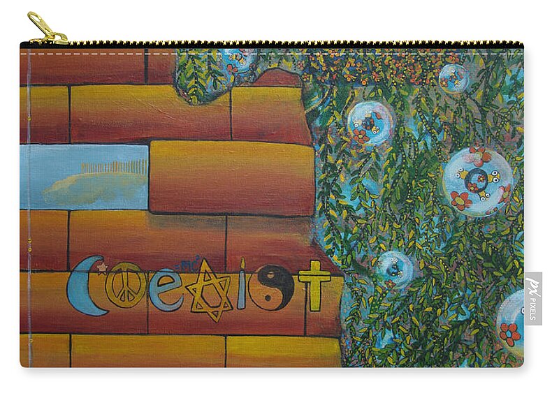 Coexist Carry-all Pouch featuring the painting Coexist by Mindy Huntress