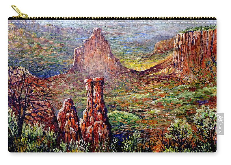 Colorado Zip Pouch featuring the painting Colorado National Monument by Lou Ann Bagnall