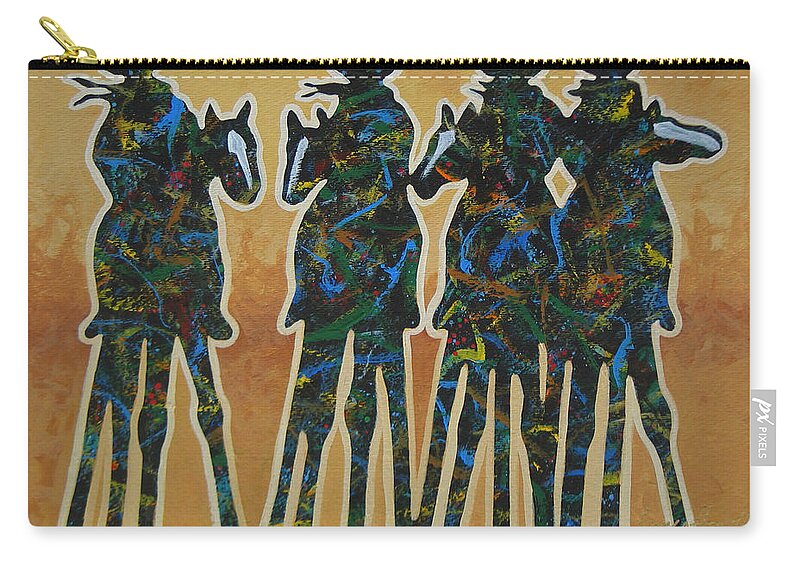 Contemporary Zip Pouch featuring the painting Colors Of Four by Lance Headlee