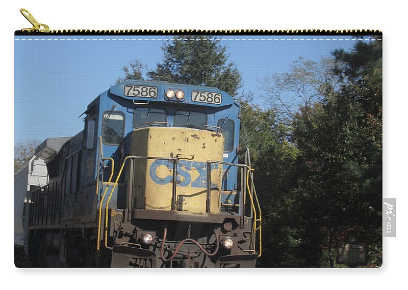 Train Zip Pouch featuring the photograph Coming Down The Track by Donna Brown