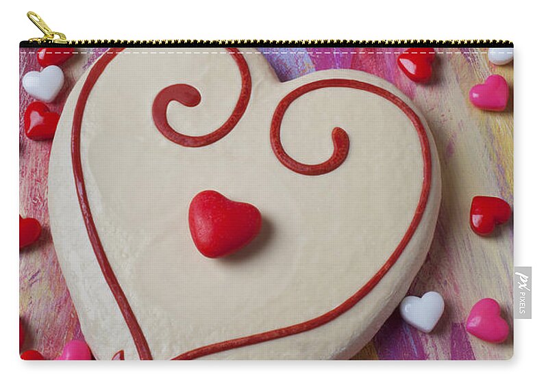 Heart Zip Pouch featuring the photograph Cookie And Candy Hearts by Garry Gay