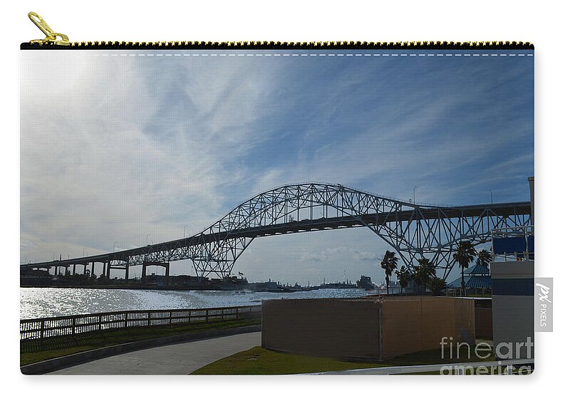 Bridge Zip Pouch featuring the photograph Corpus Christi Bridge by Donna Brown