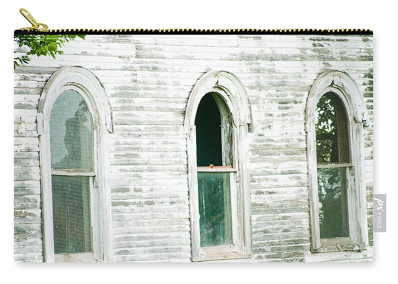 Windows Zip Pouch featuring the photograph Country Church windows by Toni Hopper