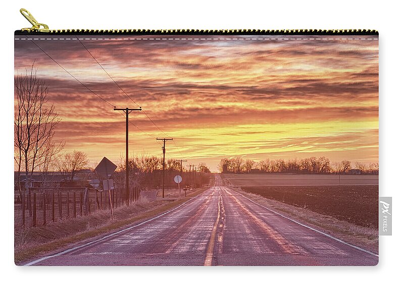 Country Zip Pouch featuring the photograph Country Road Sunrise by James BO Insogna
