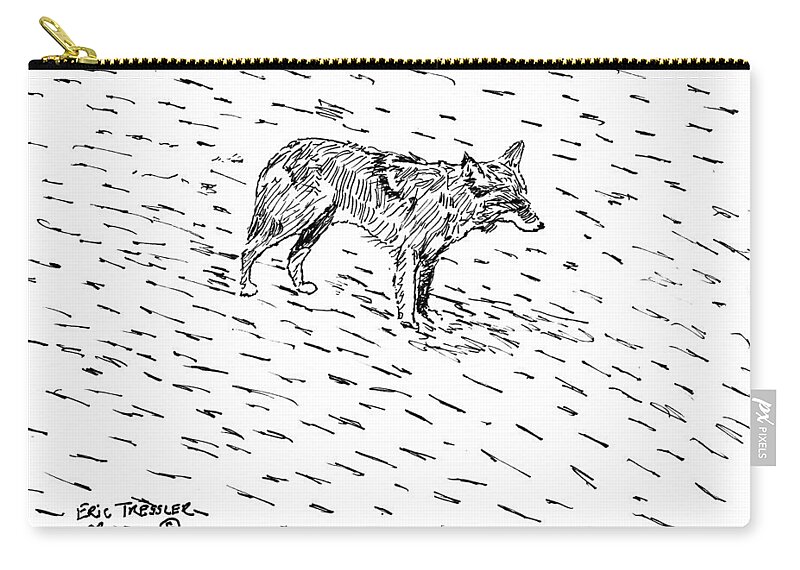 Coyote Zip Pouch featuring the photograph Coyote Pause by Eric Tressler
