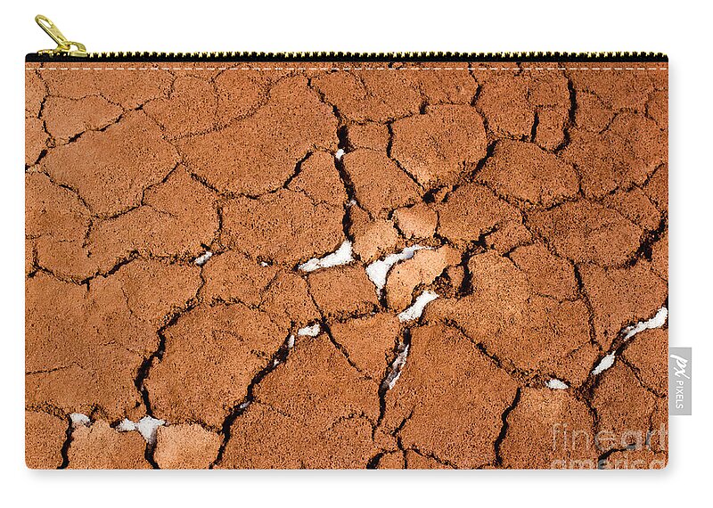 Agriculture Zip Pouch featuring the photograph Cracked red soil by Les Palenik