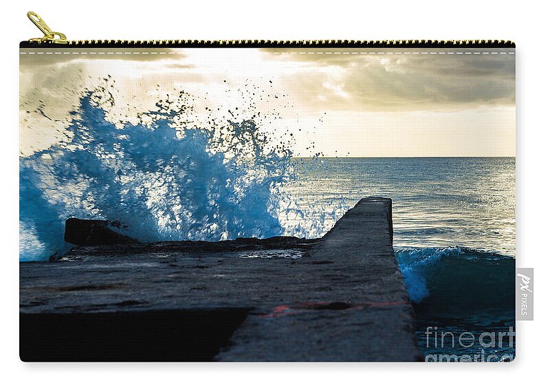Bvi Zip Pouch featuring the photograph Crashing Blue by Rene Triay FineArt Photos