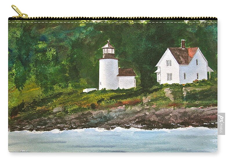 Lighthouse Zip Pouch featuring the painting Curtis Island Light by Frank SantAgata