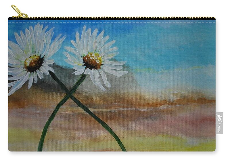 Daisy Zip Pouch featuring the painting Daisy Mates by Leslie Allen