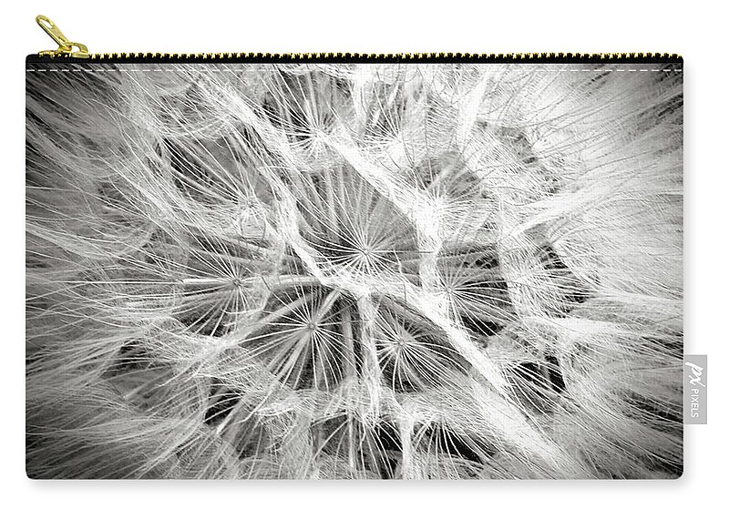 Flower Zip Pouch featuring the photograph Dandelion in Black and White by Endre Balogh