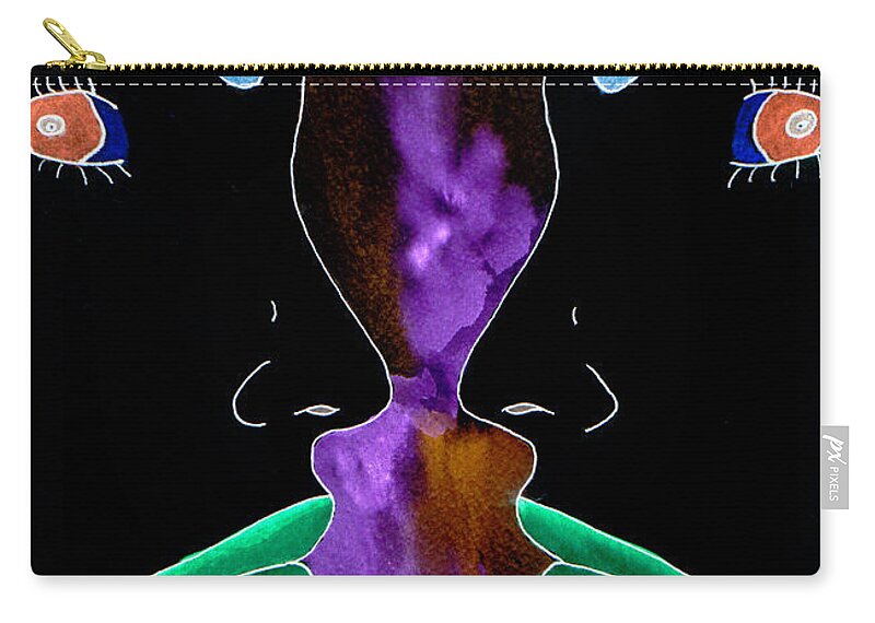 Watercolor Zip Pouch featuring the painting Dark Thoughts by Paula Ayers