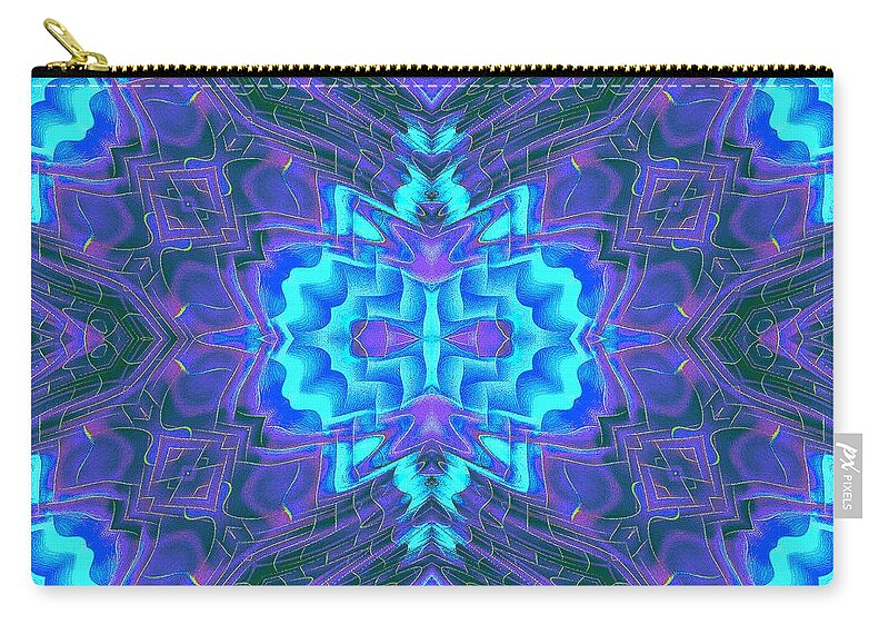 Ice-blue And Purple 3d Mandala Zip Pouch featuring the mixed media DeadlyNightshadeIceFishing by Richard Jones
