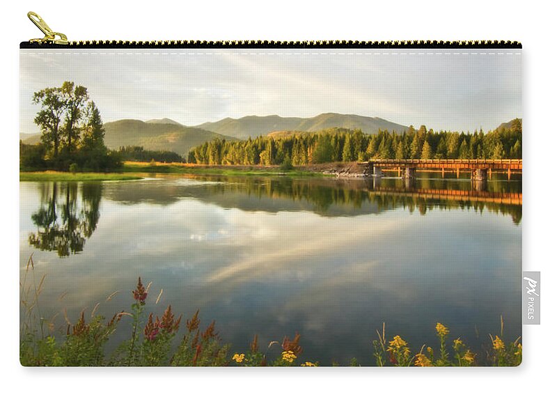 North Idaho Zip Pouch featuring the photograph Deer Island Bridge by Albert Seger