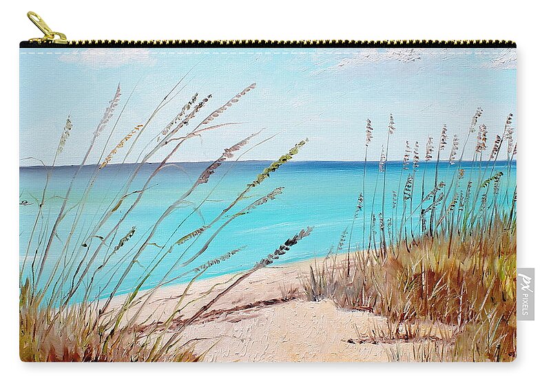 Delnor-wiggins Pass State Park Zip Pouch featuring the painting Delnor-Wiggins by Larry Whitler