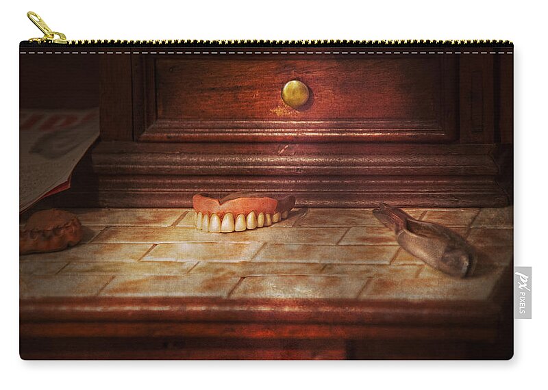Dentist Zip Pouch featuring the photograph Dentist - False Teeth by Mike Savad