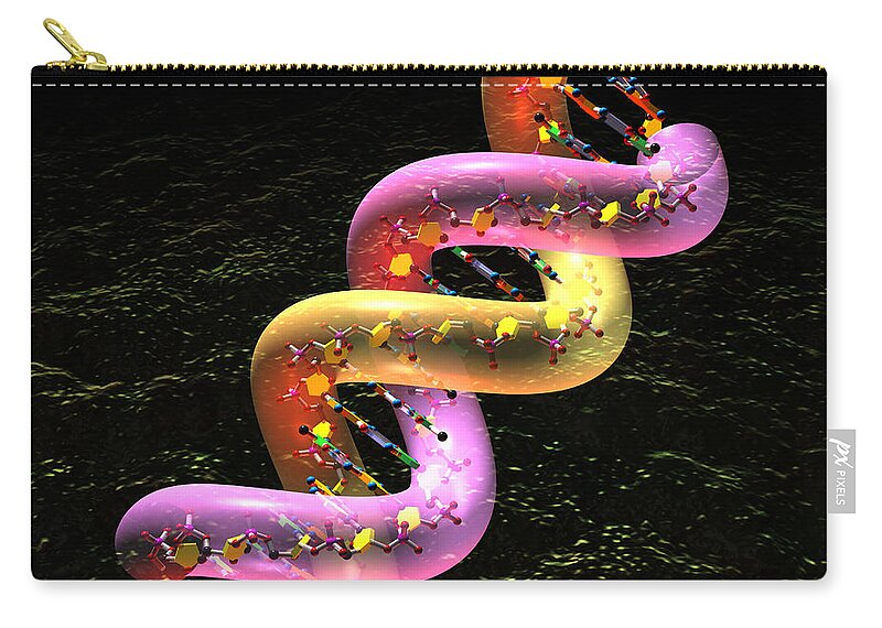 Acid Zip Pouch featuring the digital art DNA fat coil by Russell Kightley