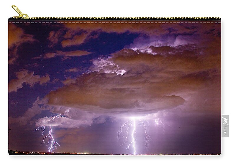 James Insogna Zip Pouch featuring the photograph Double Trouble Lightning Strikes by James BO Insogna