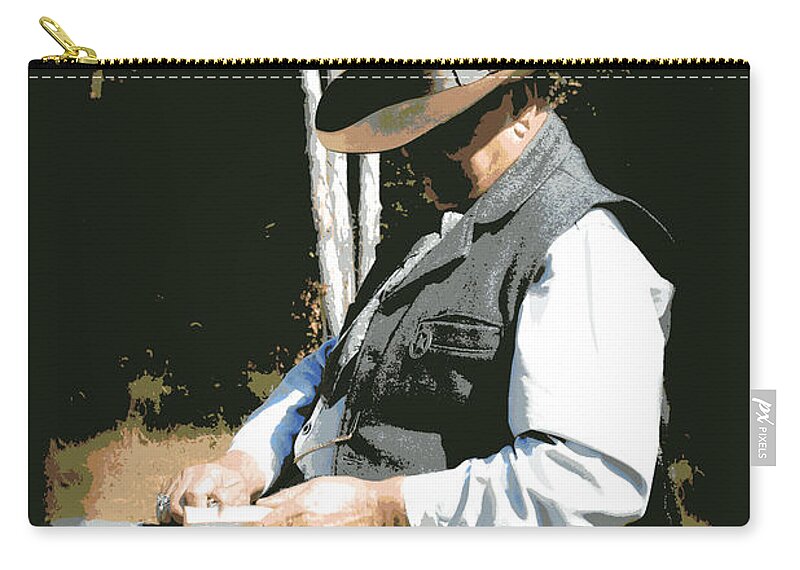 Western Zip Pouch featuring the digital art Down Time by Tina Meador
