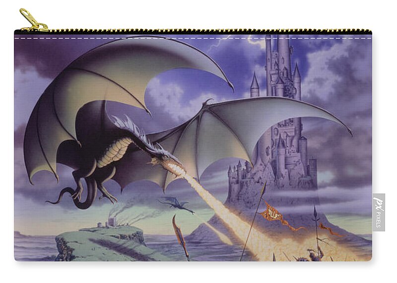 Dragon Zip Pouch featuring the photograph Dragon Combat by MGL Meiklejohn Graphics Licensing