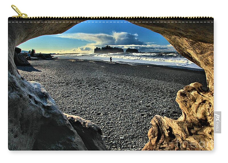 Olympic National Park Zip Pouch featuring the photograph Drift Wood Frame by Adam Jewell