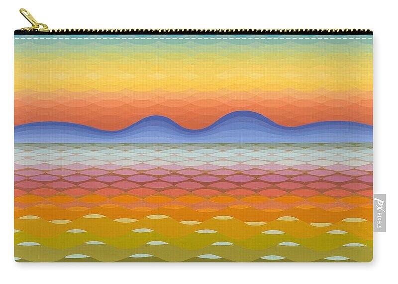 Evening Zip Pouch featuring the painting Dusk at Lake Balaton by Emil Parrag