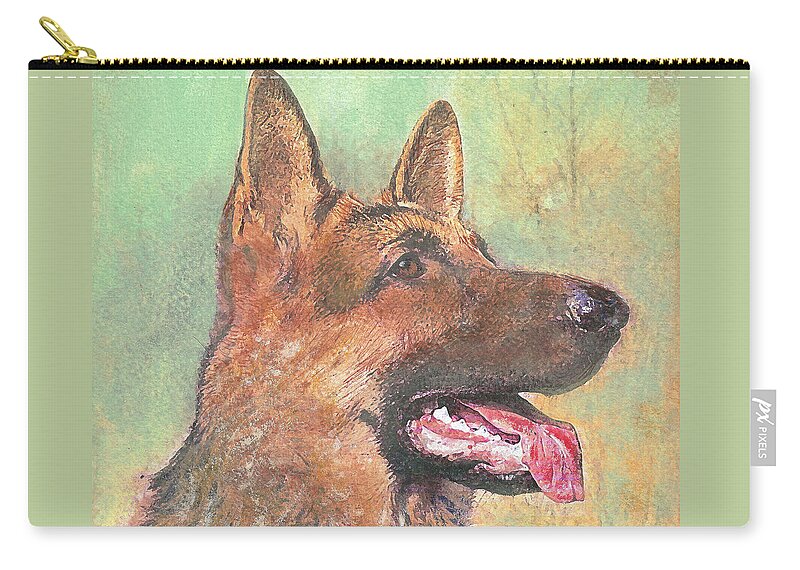 Dog Zip Pouch featuring the painting Eager - time for dinner  by Richard James Digance
