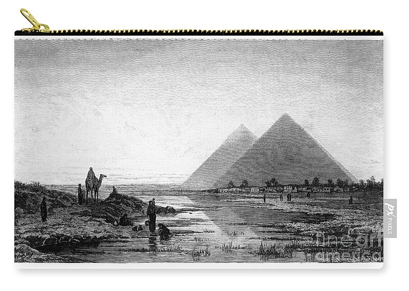 1880 Zip Pouch featuring the photograph Egypt - Nile And Pyramids by Granger